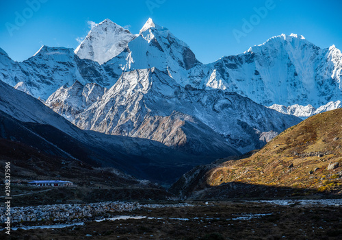 mount Ama Dablam , Himalayas mountain range in Nepal, tracking way to mount Everest © Glebstock