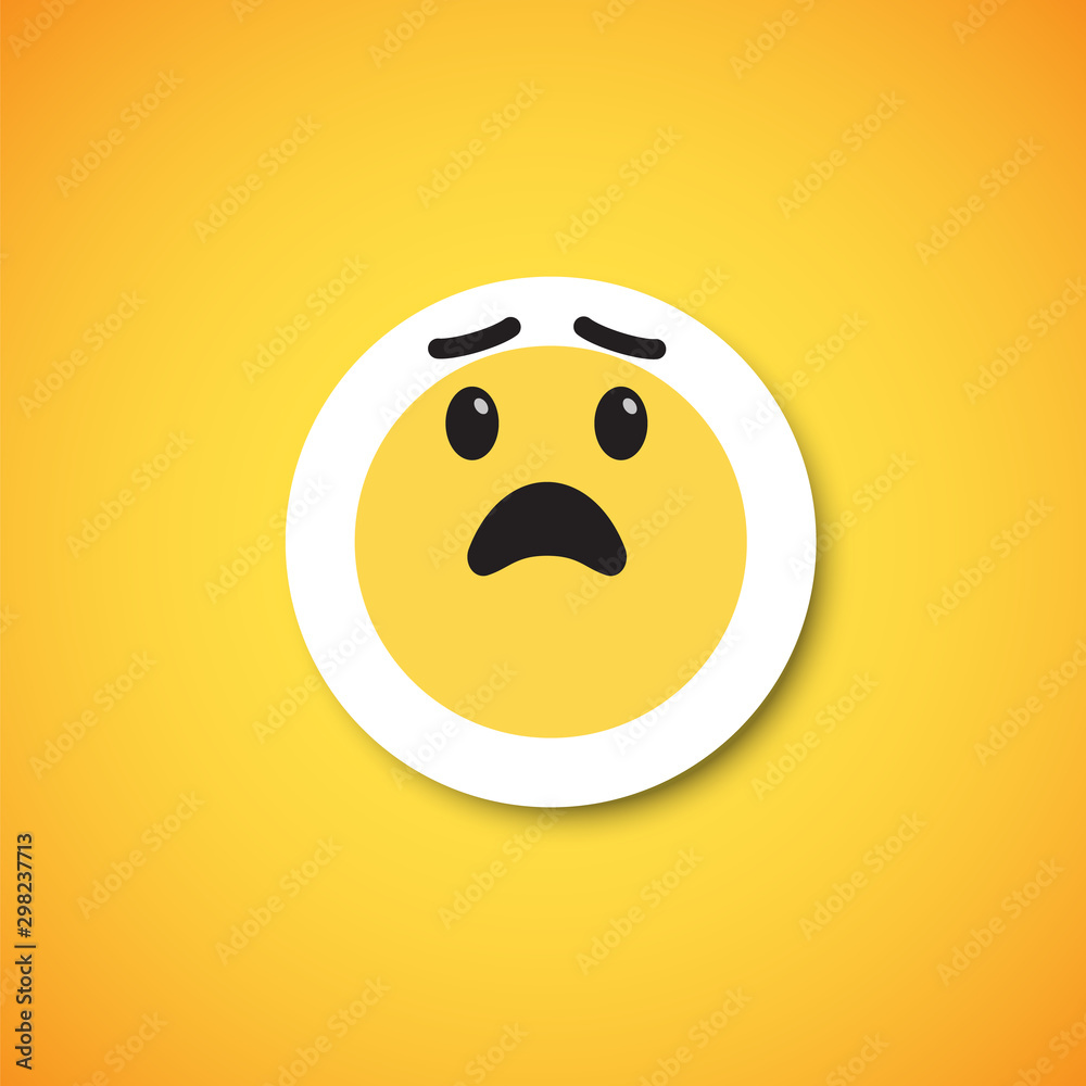 Fototapeta premium Yellow cute emoticon sticker, vector illustration