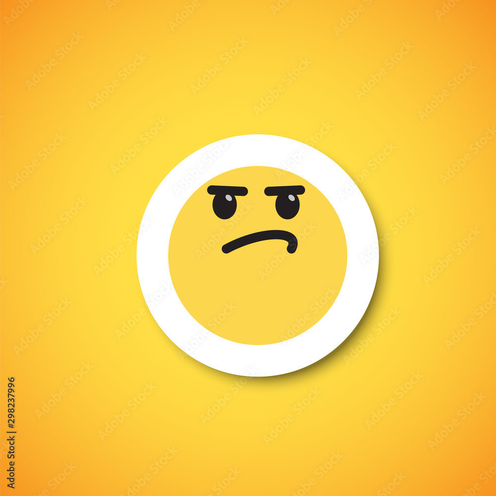 Fototapeta premium Yellow cute emoticon sticker, vector illustration