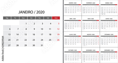 Simple calendar 2020