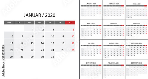 Simple calendar 2020