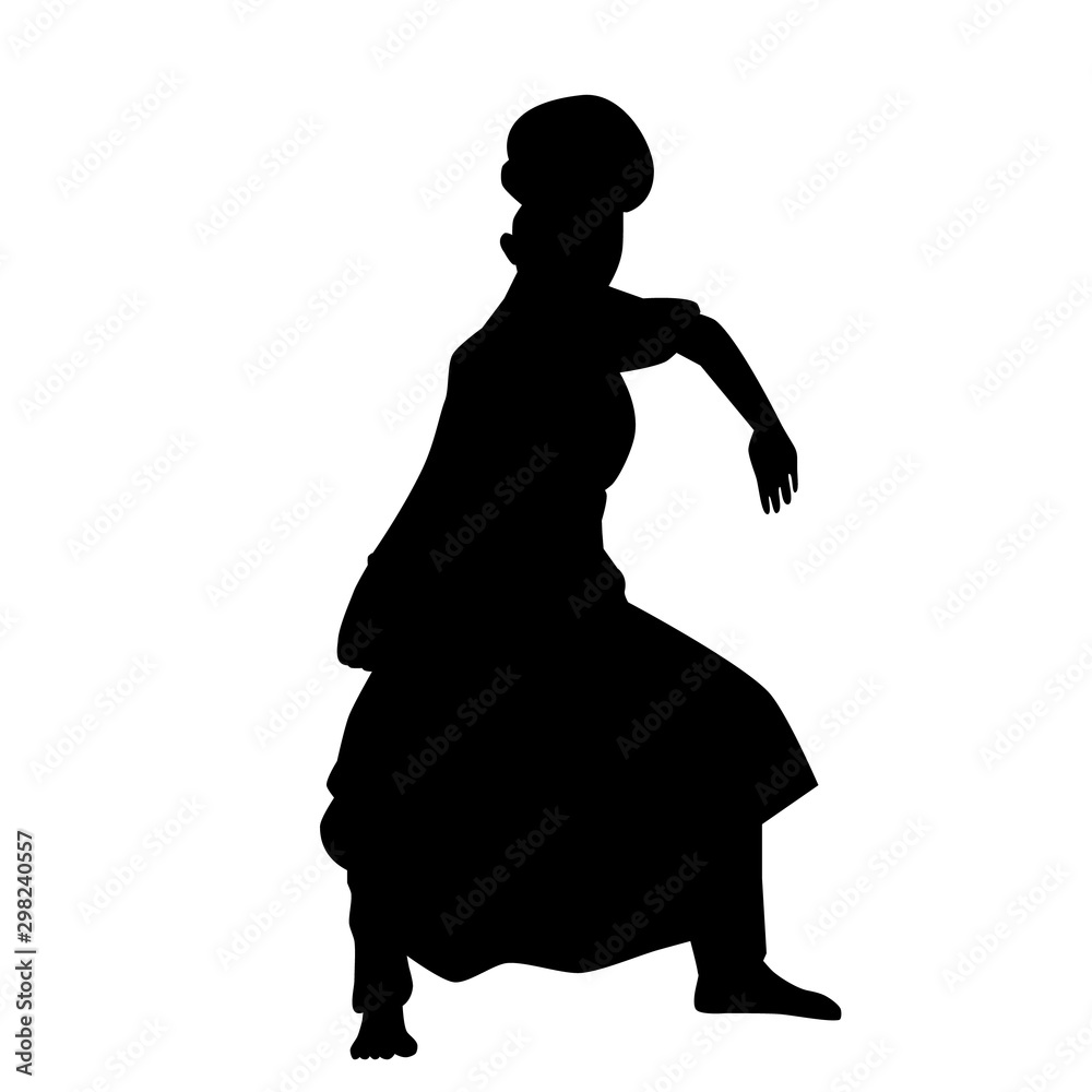 Simple Vector silhouette of Young Girl Traditional West Java Dancer, Sunda  Indonesia