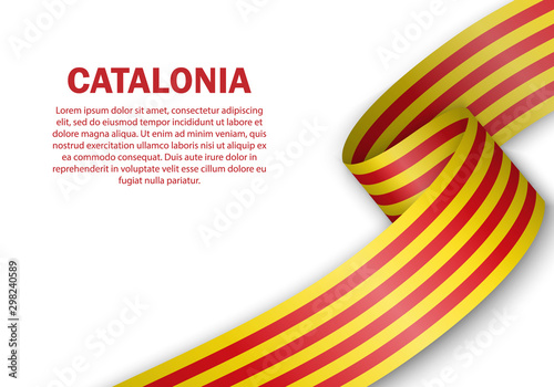 waving flag of Catalonia on white background