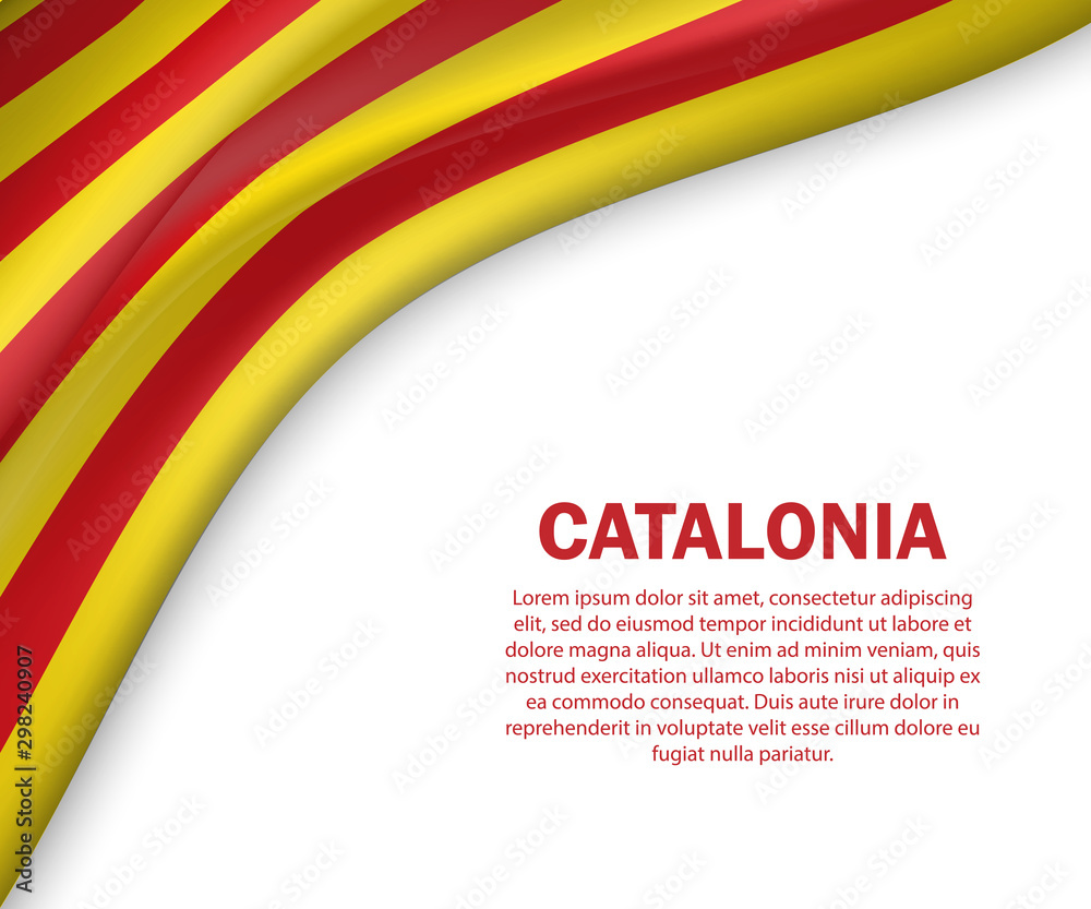 waving flag of Catalonia on white background waving flag of Catalonia on white background