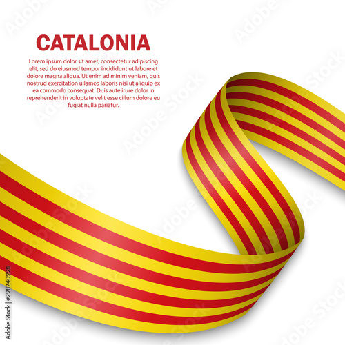 waving flag of Catalonia on white background photo