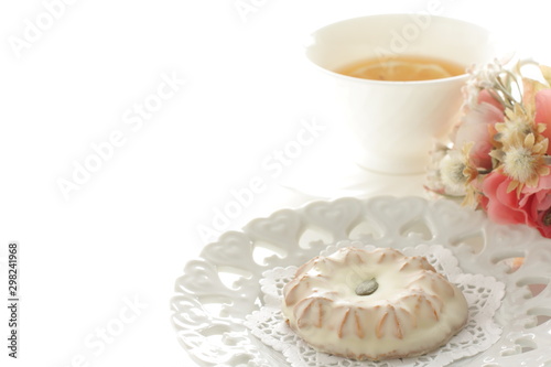 White chocolate cookie on white background