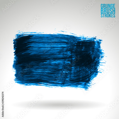 Blue brush stroke and texture. Grunge vector abstract hand - painted element. Underline and border design.