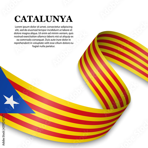 waving flag of Catalan Independentist - Estelada photo