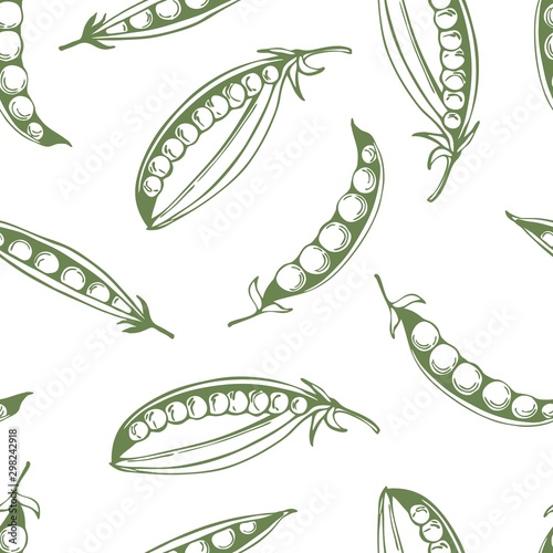 Hand drawn peas.  Vector  seamless pattern.