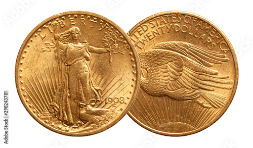 United States gold coin double eagle 20 twenty dollars 1908