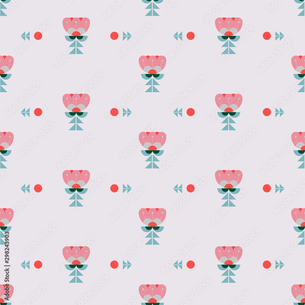 Abstract tulips with details seamless repeat pattern