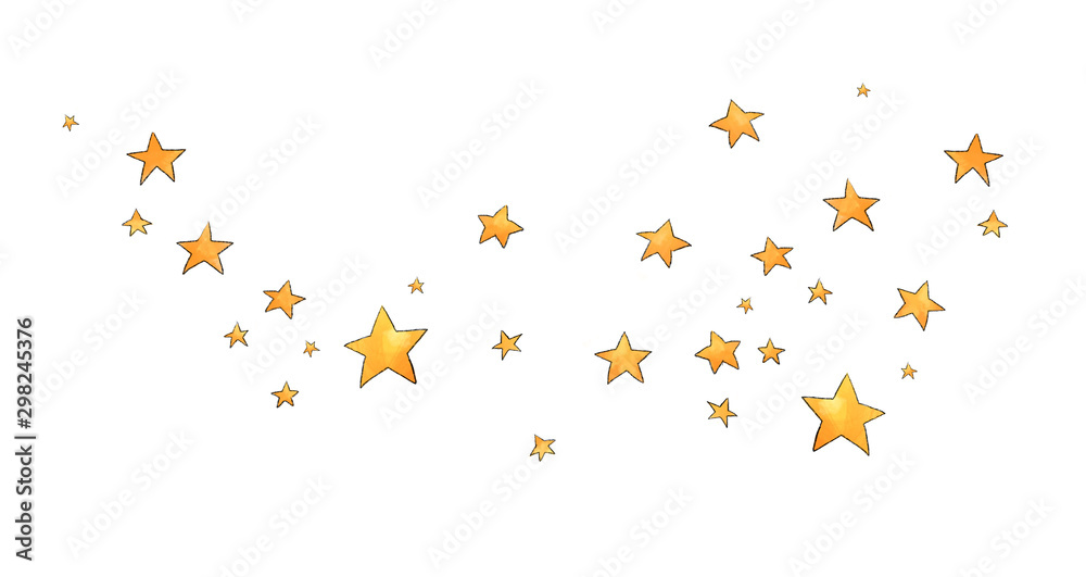 Collection of stars style sketch cartoon watercolor. - obrazy, fototapety, plakaty 