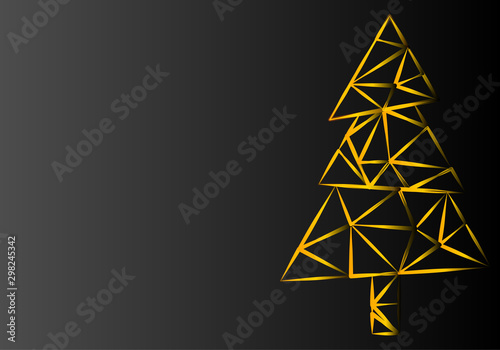 Fondo negro con árbol de navidad dorado.