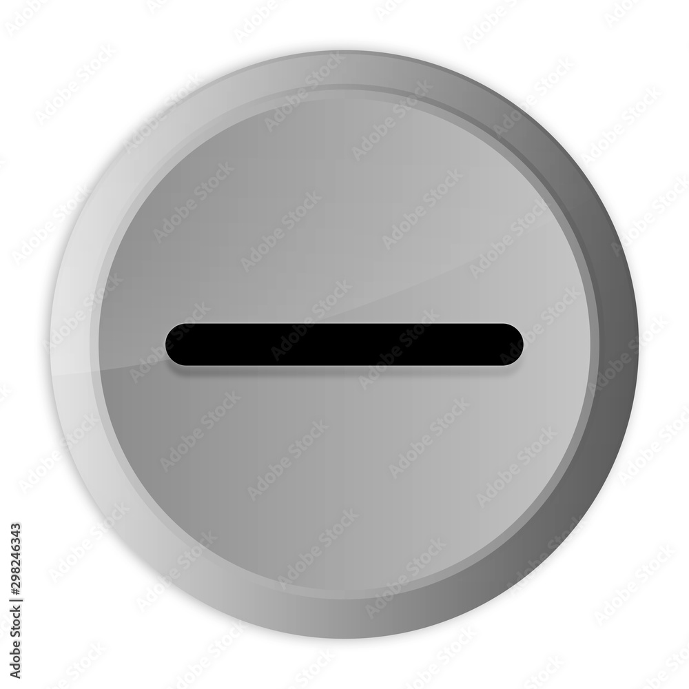 Minus icon metal silver round button metallic design circle isolated on white background black and white concept illustration Minus icon metal silver round button metallic design circle isolated on white background black and white concept illustration