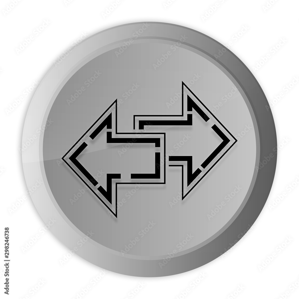 Transfer arrow icon metal silver round button metallic design circle isolated on white background black and white concept illustration Transfer arrow icon metal silver round button metallic design circle isolated on white background black and white concept illustration