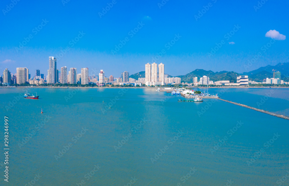 Waterfront view of CoupleS Road, Zhuhai City, Guangdong Province, China