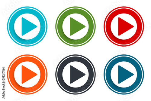 Free Download Play icon flat vector illustration design round buttons collection 6 concept colorful frame simple circle set - GFXLoad