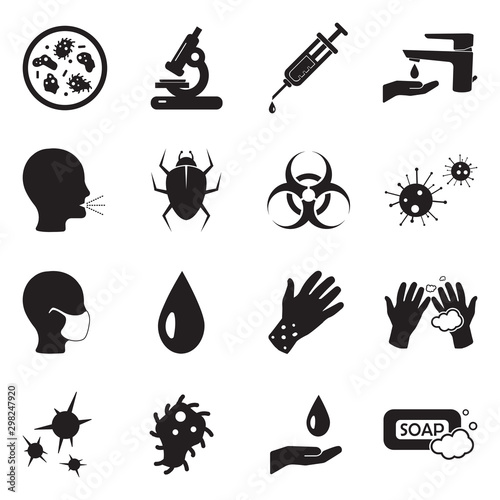 Infection Icons. Black Flat Design. Vector Illustration.