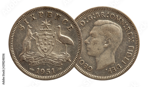 Australia six pence coin silver 1951