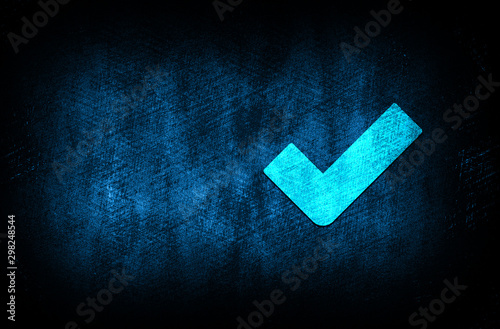Tick mark icon abstract blue background illustration digital texture design concept