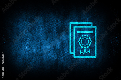 Certificate paper icon abstract blue background illustration digital texture design concept