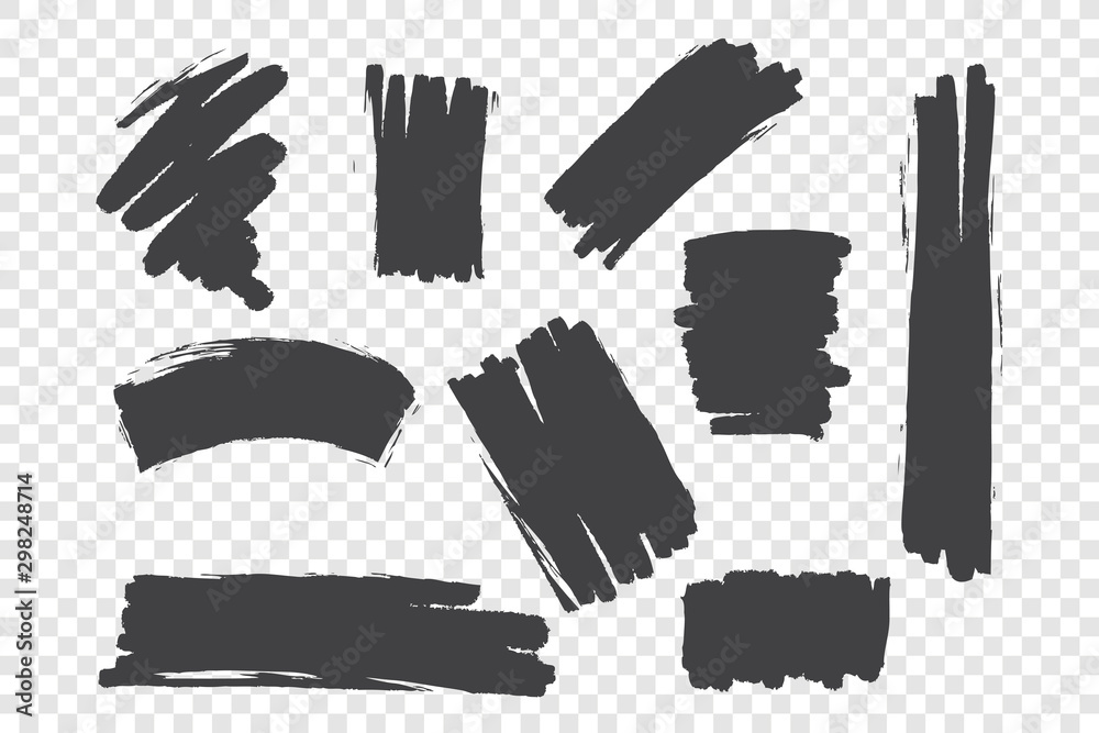 Chaotic brush strokes vector illustrations set