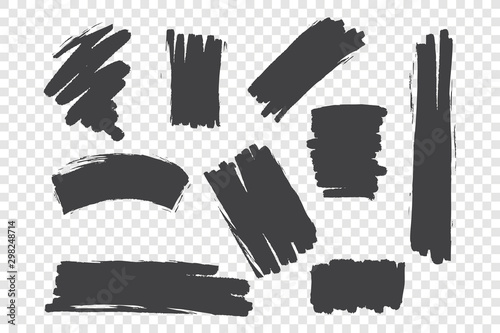 Chaotic brush strokes vector illustrations set