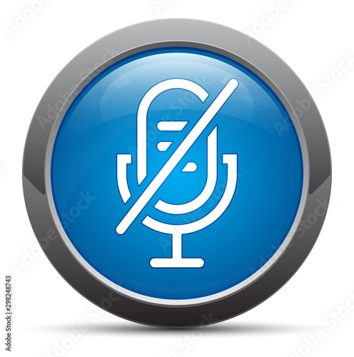 Mute microphone icon premium blue round button vector illustration