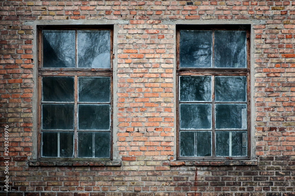 Old vintage window in a brick building