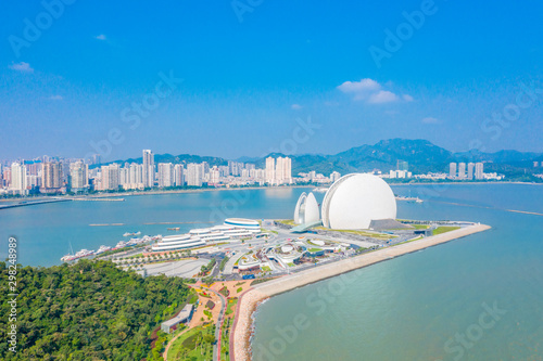 City waterfront view of Beaver Island on Couple Road in Zhuhai City, Guangdong Province