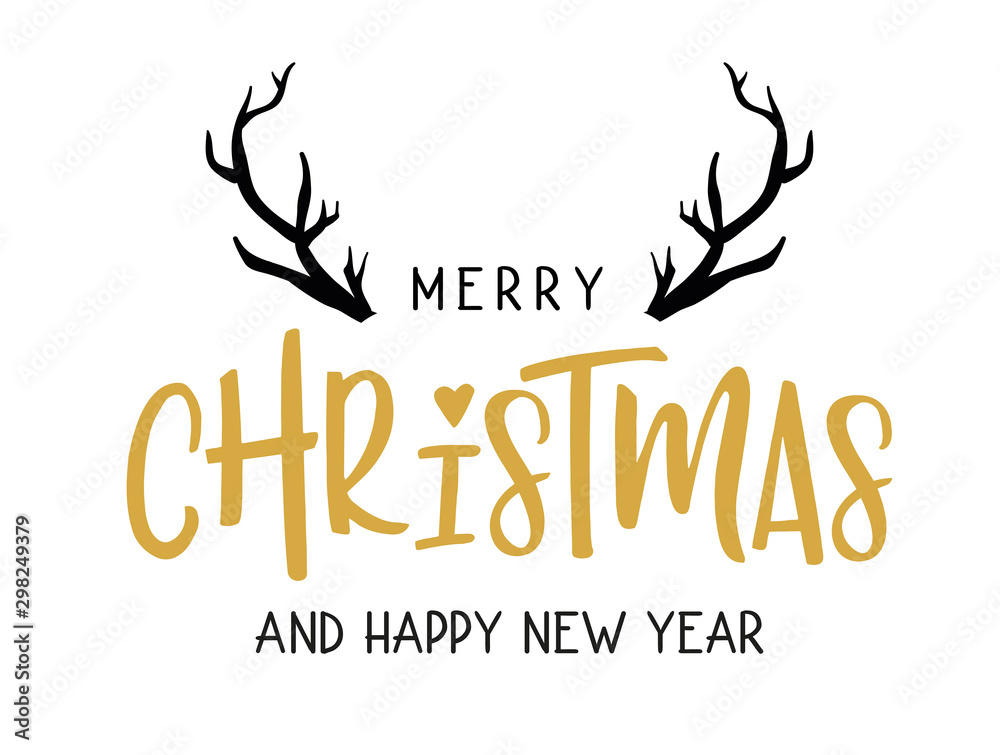 Fototapeta premium Calligraphy merry Christmas Vector illustration on white background