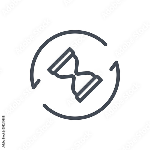 Repeat time line icon. Clock with update arrow vector outline sign.