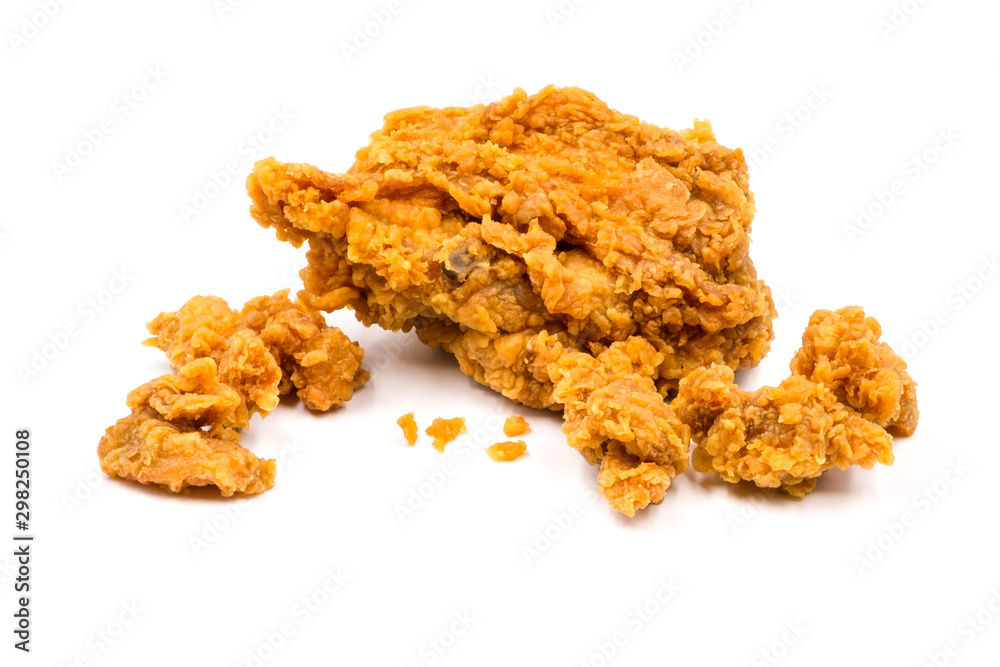 Delicious, hot and crispy fried chicken isolated on white background. Delicious, hot and crispy fried chicken isolated on white background.