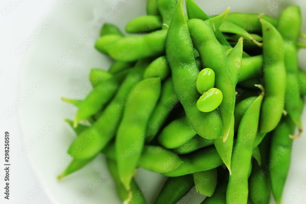 Japanese food, boiled soy bean on plate for healthy food image Japanese food, boiled soy bean on plate for healthy food image