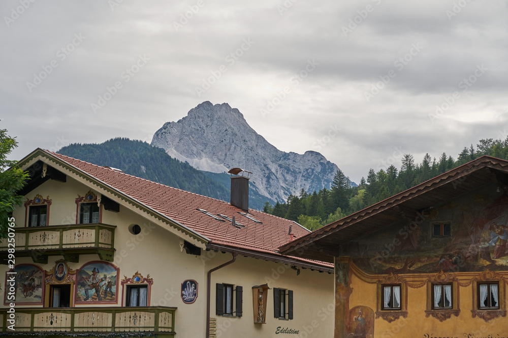 German landscape with houses and mountains German landscape with houses and mountains