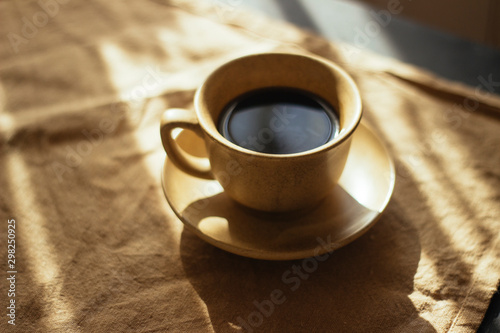 Fotografiet cup of coffee in the morning. espresso coffee