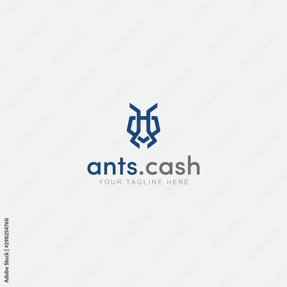 ant cash logo design with line art abstract