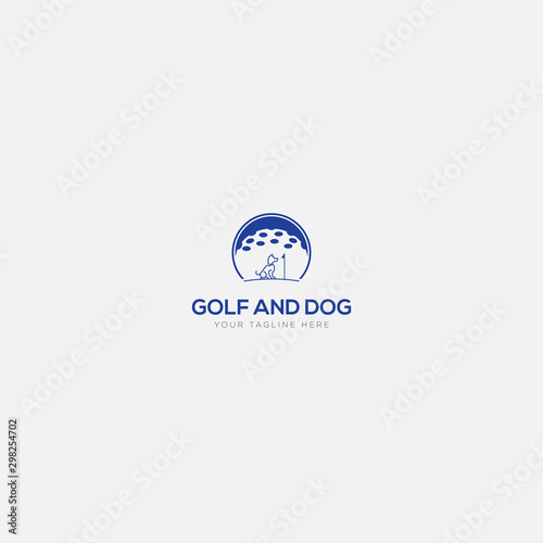blue golf and dog logo design