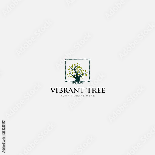 abstract vibrant tree logo design root