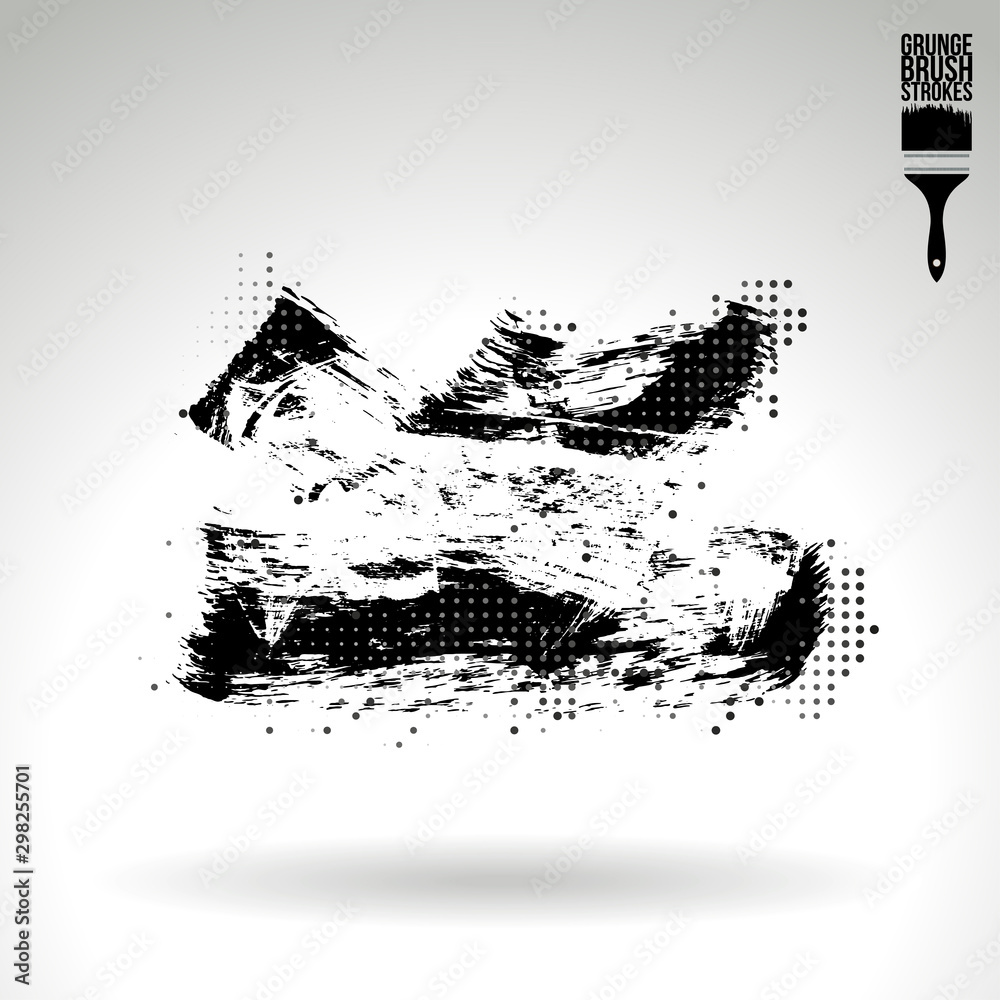 Naklejka premium Black brush stroke and texture. Grunge vector abstract hand - painted element. Underline and border design.