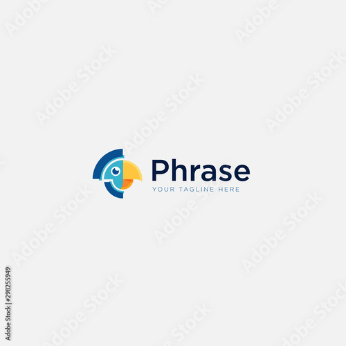 simple head mascot phrase logo design with parrot bird