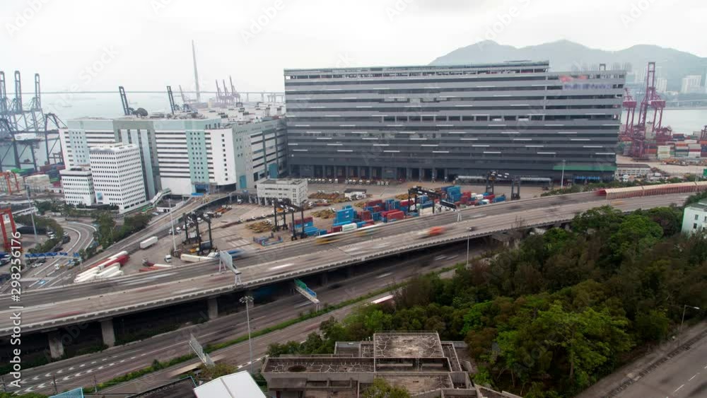 Timelapse wide Hong Kong overpass road with heavy traffic Timelapse wide Hong Kong overpass road with heavy traffic