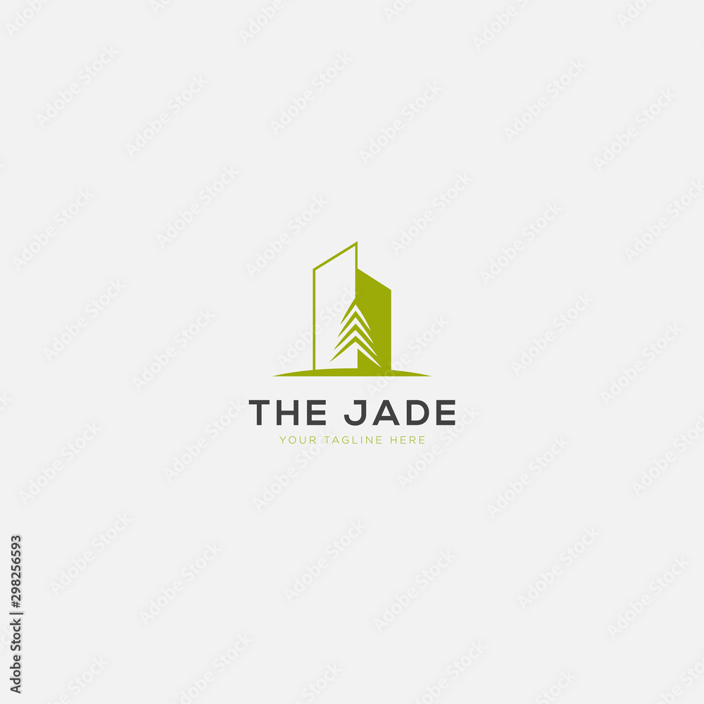 Fototapeta premium the jade apartment logo design and tree logo