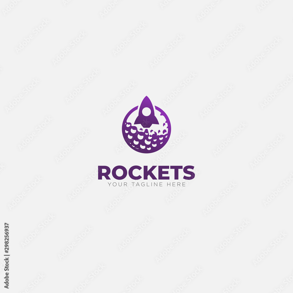purple Rocket and golf ball logo designs modern purple Rocket and golf ball logo designs modern