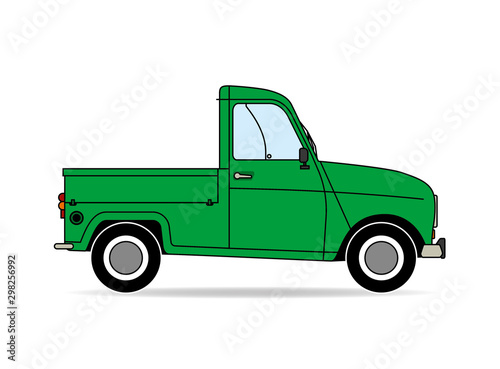 französisches Auto Pritsche Lieferwagen grün Silhouette