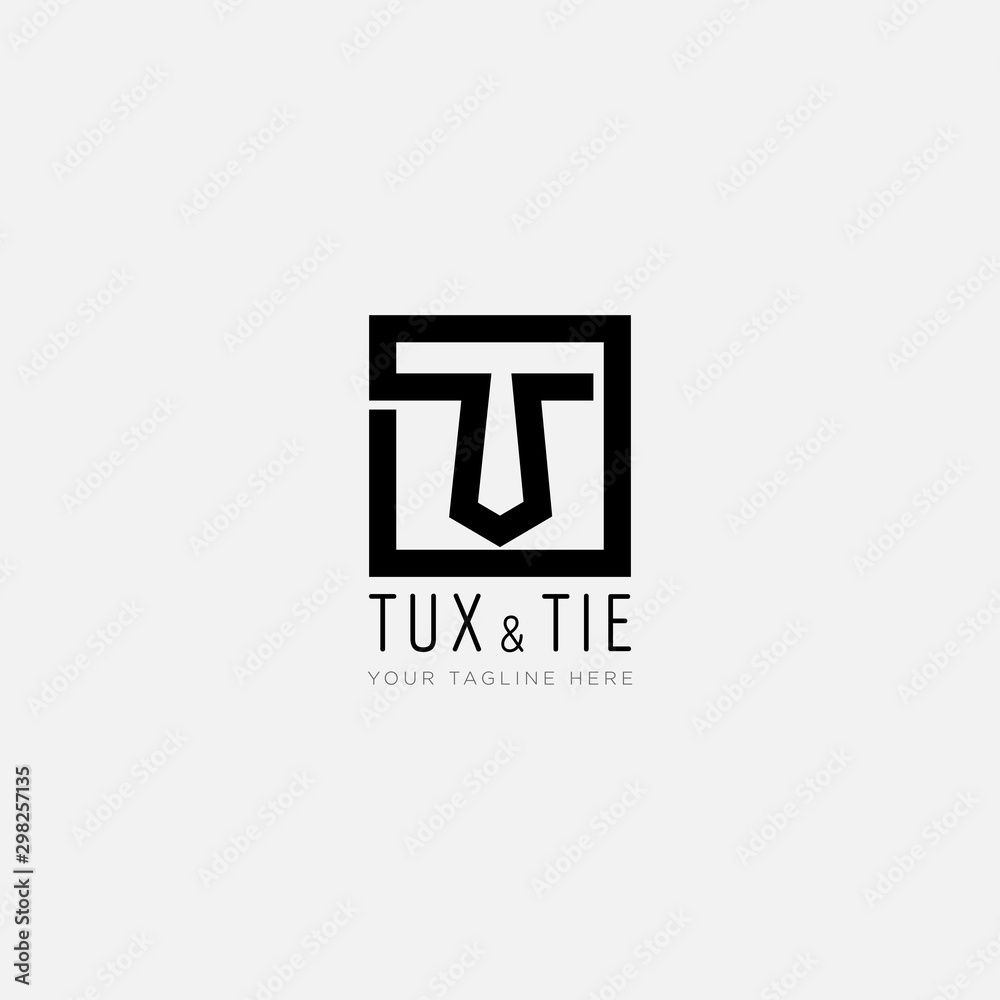 initial T like Tie and with line square letter T logo initial T like Tie and with line square letter T logo