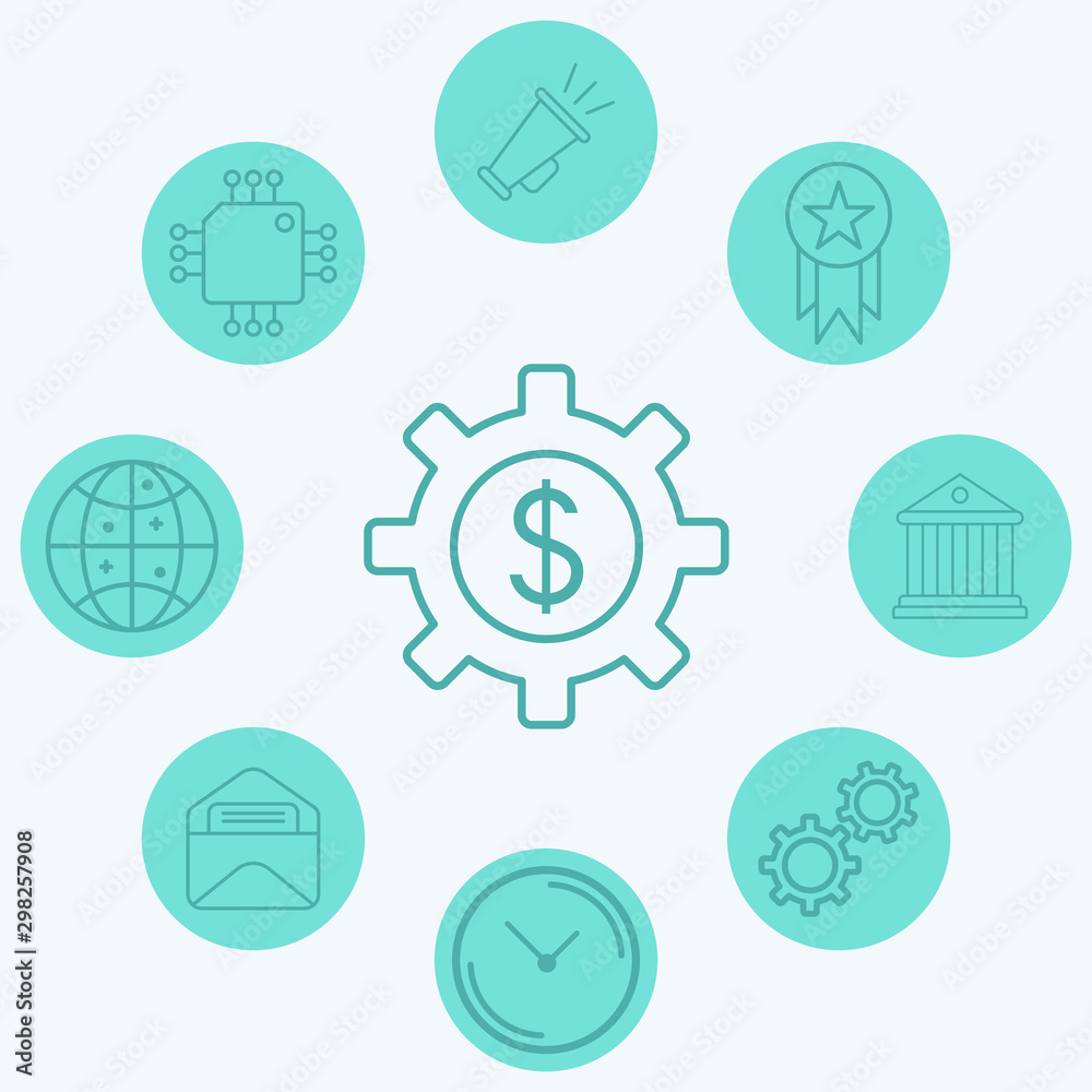 Money with gear vector icon sign symbol Money with gear vector icon sign symbol