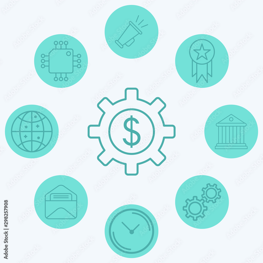 Money with gear vector icon sign symbol