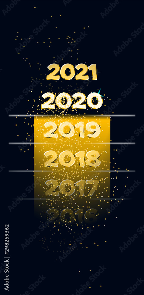 Progress bar with golden particles on black Download New Year's Eve. Loading animation screen with Glitter confetti shows almost reaching 2020. Creative festive banner with shiny progress bar.