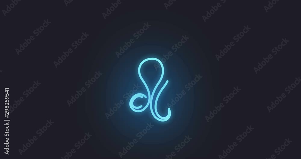 Neon light of Leo horoscope icon. Neon light of Leo horoscope icon.